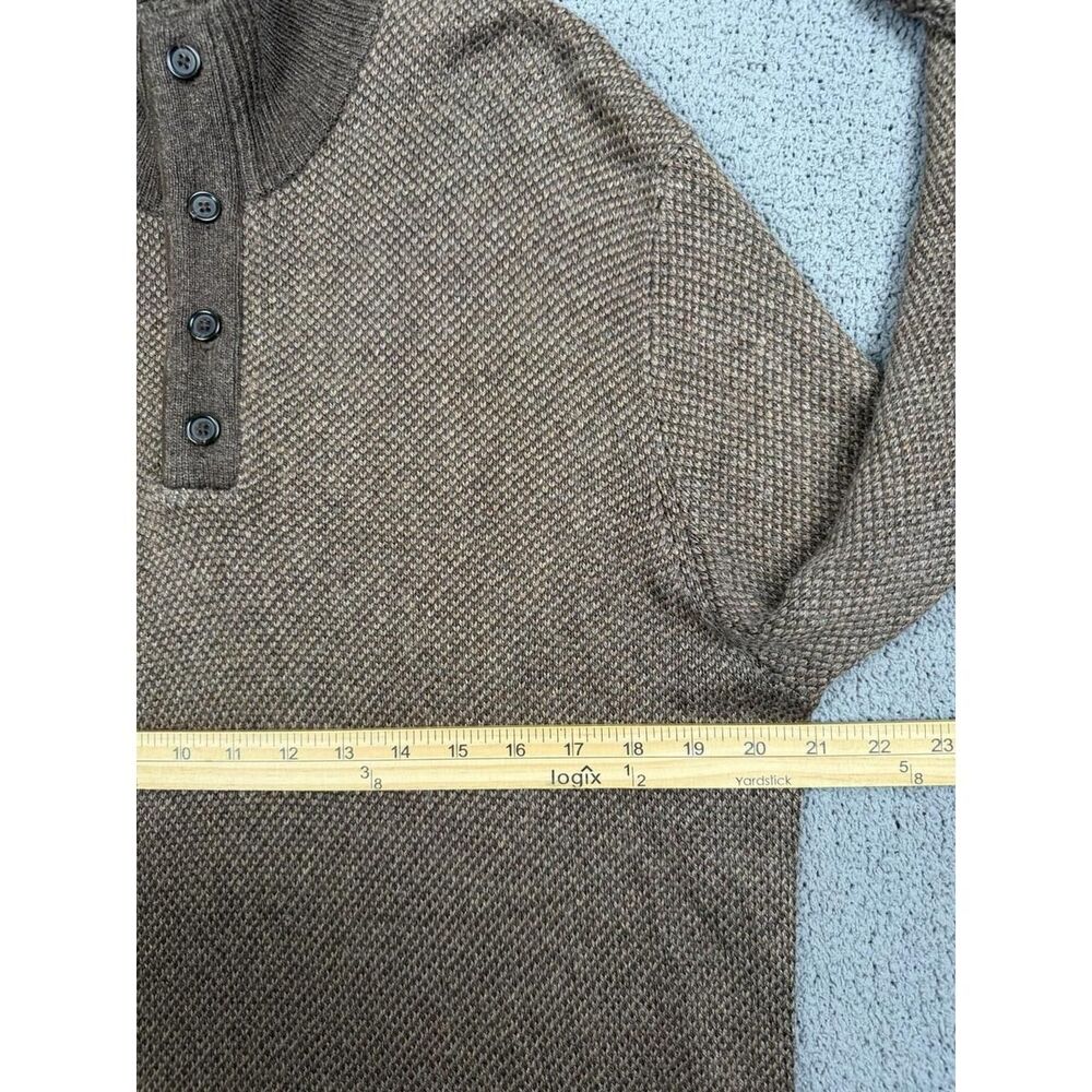 Polo Ralph Lauren Pullover Mens M Brown Silk Henley Mock Neck Knit Sweater - Picture 7 of 8